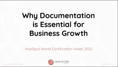Documentation HubSpot Certification Week Speaking Event